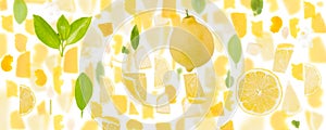 Lemon Slice and Leaf Abstract Background Collection