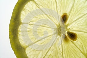 Lemon slice on a light table