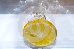 Lemon slice splashing