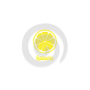 Lemon slice vector icon illustration on white background. Fresh sour vector lemon icon