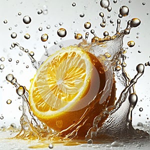 Lemon slice with water splash on it