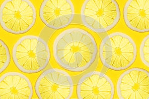 Lemon slices illuminated from below Background Fruits Top view