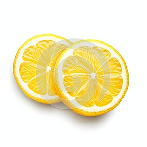 Lemon slices isolated on white background, created with generative AI