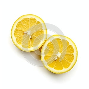 Lemon slices isolated on white background, created with generative AI