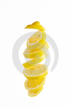 Lemon slices isolated white background graphic ressources floating in air