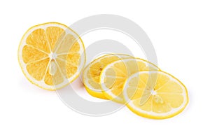 Lemon slices over white background