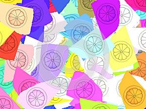 Lemon slices on paper trons photo