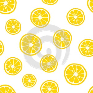 Lemon slices pattern. Citrus background. Vector illustration