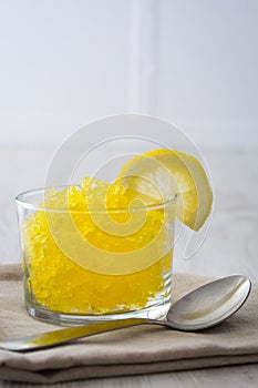 Lemon slushie on white background