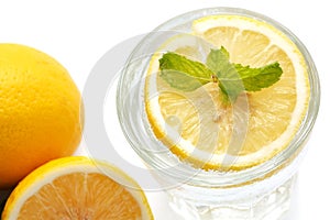 Lemon soda mint fresh drink summer refreshment still life isolated