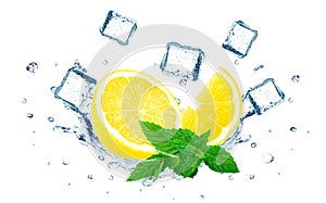 Lemon splashing water