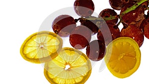 Lemon and still life picture of grapes