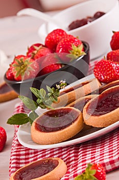 Lemon and straberry tartlets.