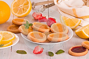 Lemon and straberry tartlets.