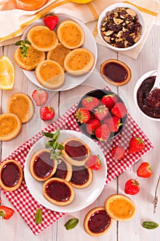 Lemon and straberry tartlets.