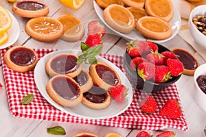 Lemon and straberry tartlets.