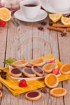 Lemon and straberry tartlets.