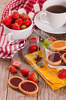 Lemon and straberry tartlets.