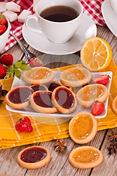 Lemon and straberry tartlets.