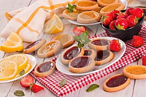 Lemon and straberry tartlets.