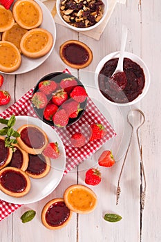 Lemon and straberry tartlets.