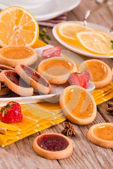 Lemon and straberry tartlets.