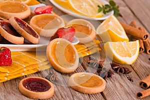 Lemon and straberry tartlets.