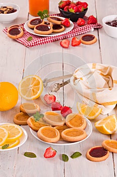 Lemon and straberry tartlets.