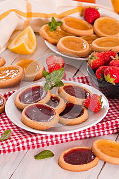 Lemon and straberry tartlets.