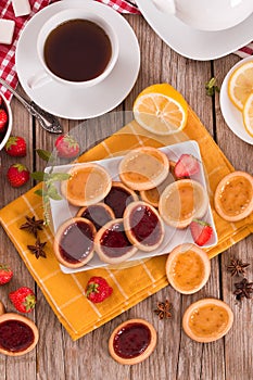 Lemon and straberry tartlets.