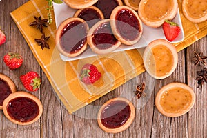 Lemon and straberry tartlets.