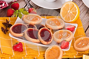 Lemon and straberry tartlets.