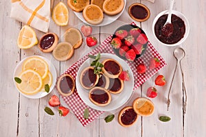 Lemon and straberry tartlets.