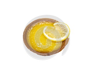 Lemon tart isolated on white background