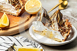 lemon tart pie, Food recipe background. Close up