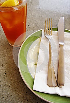 Lemon tea cold, casual table setting