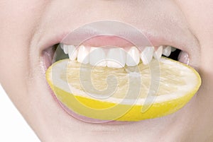 Lemon in a teeth