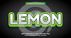 Lemon text, green editable text effect. Editable text effect - lemon style