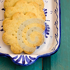 Lemon Thyme Flower Shaped Shortbread Cookies