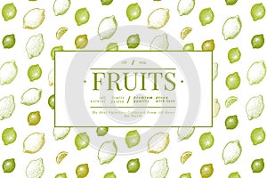 Lemon tree banner template. Hand drawn vector fruit illustration. Engraved style. Vintage citrus design