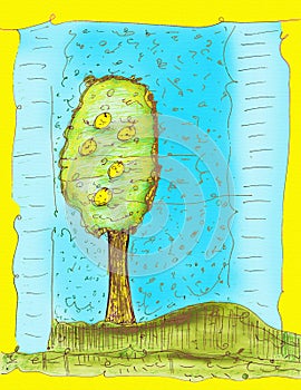 Lemon Tree Whimsical Artwork