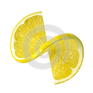 Lemon twist slice isolated on white background