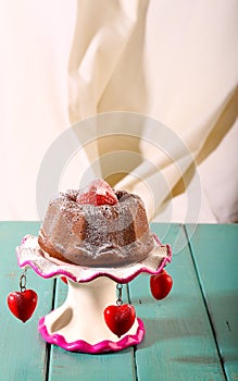 Lemon Vanilla Mini Pound (Bundt) Cake with Strawberry and Icing