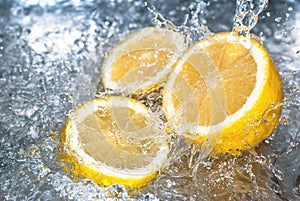 Lemon and water splashes