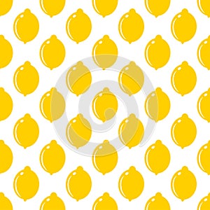 Lemon whole fruit seamless art on white pattern background