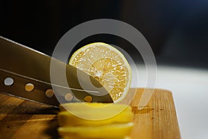 Lemon on a wooden board