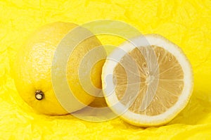 Lemon on a yellow background