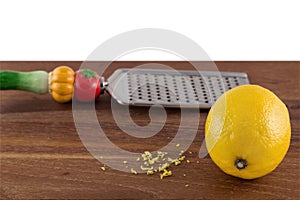 Lemon with zest and grater