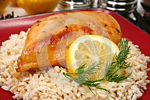 Lemonade Chicken on Brown Rice