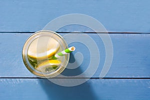 Lemonade drink in a jar glass